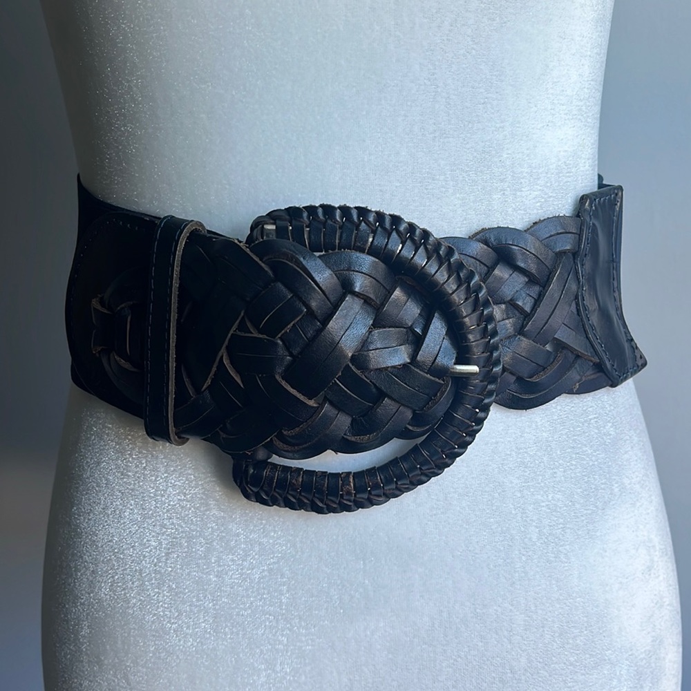 Motif 56 braided leather and elastic belt